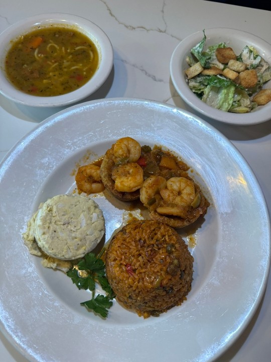 Shrimp Creole Stuffed Tostones Meal