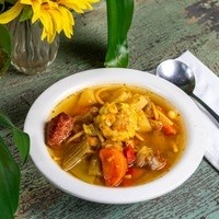 Sopa de salchichon (PuertoRican salami soup)