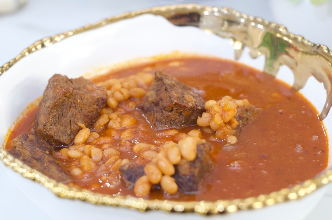 Slow Cooked Beans with Stewed Meat