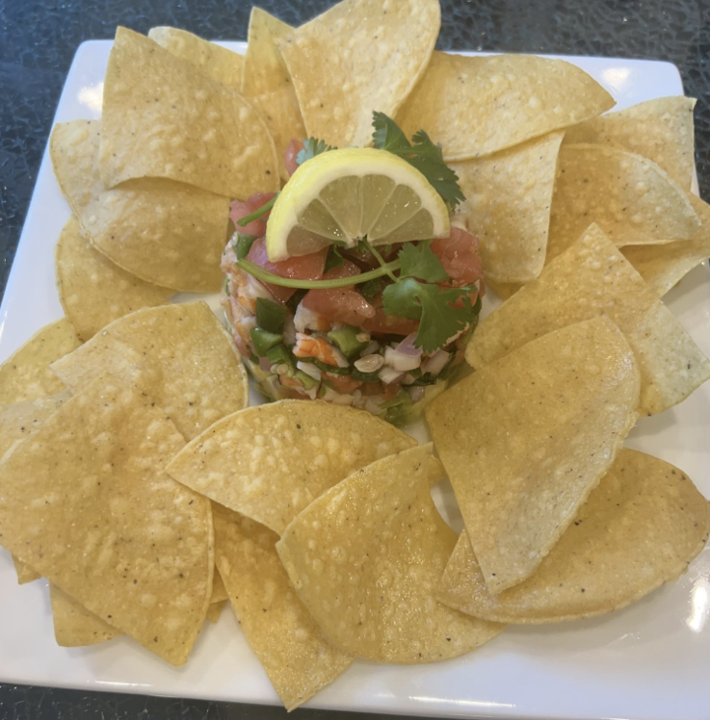 Chips and Shrimp Ceviche