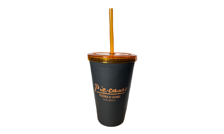 Black w/ Orange Travel Cup with Straw