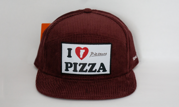 Maroon Corduroy I Love Pizza Hat