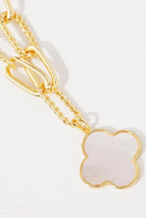 Mother of Pearl Clover & Gold Chain