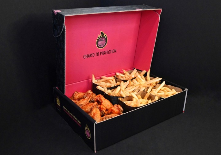 Char'd Wings & Fries Combo Box (50 Wings, 5 Fries)