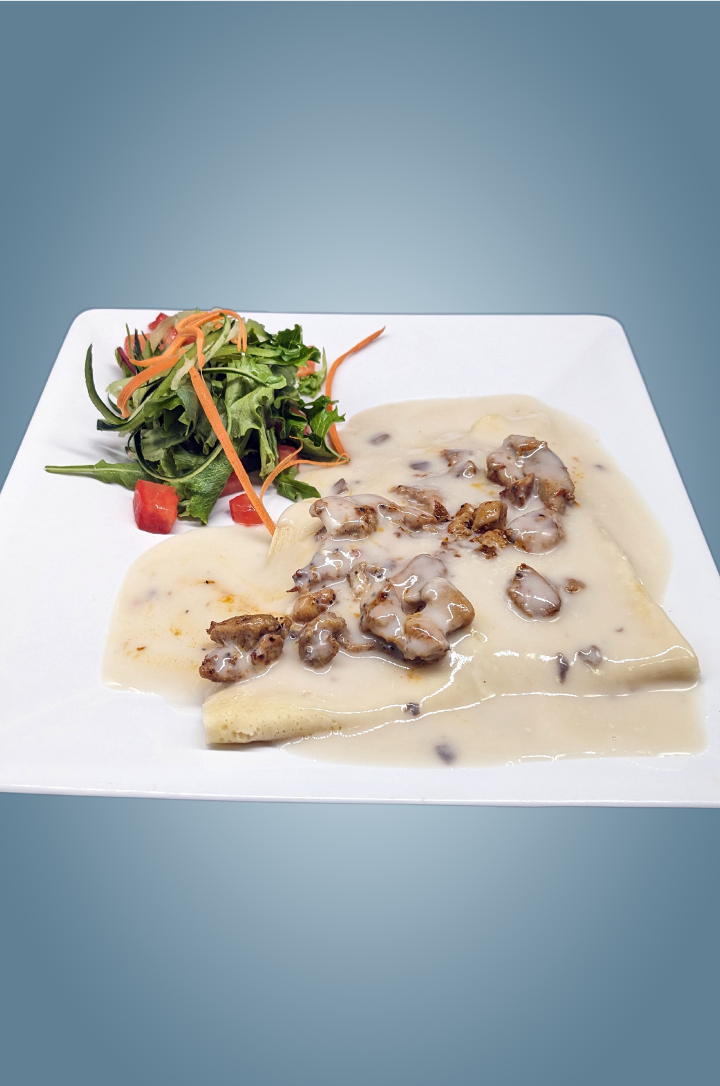 Mushroom Creme and Chicken Crepe