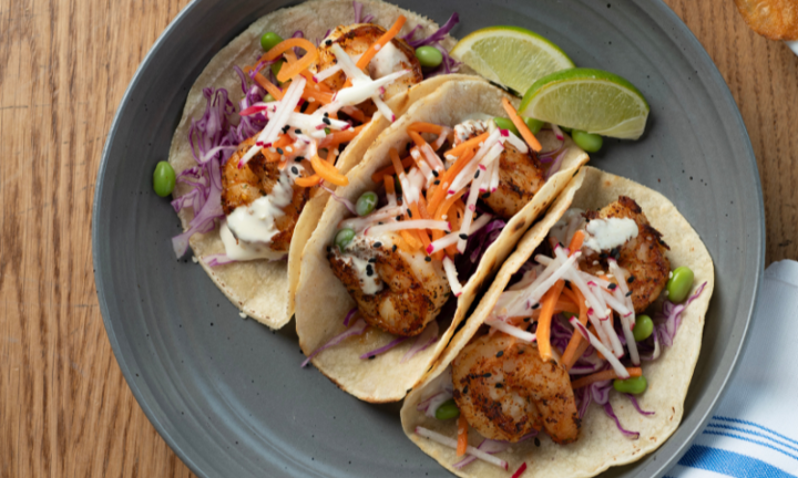 Togarashi Blacked Shrimp Taco's