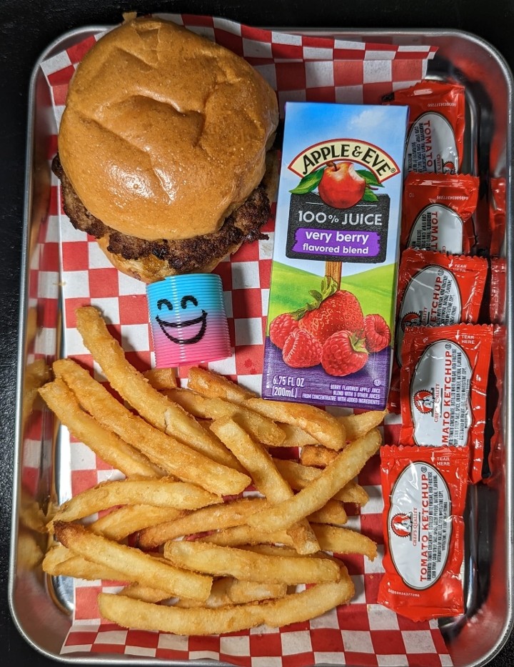 Smash Burger, Fries, Juice Box & Prize