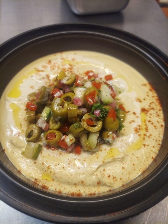 Hummus Platter with Olive Salsa