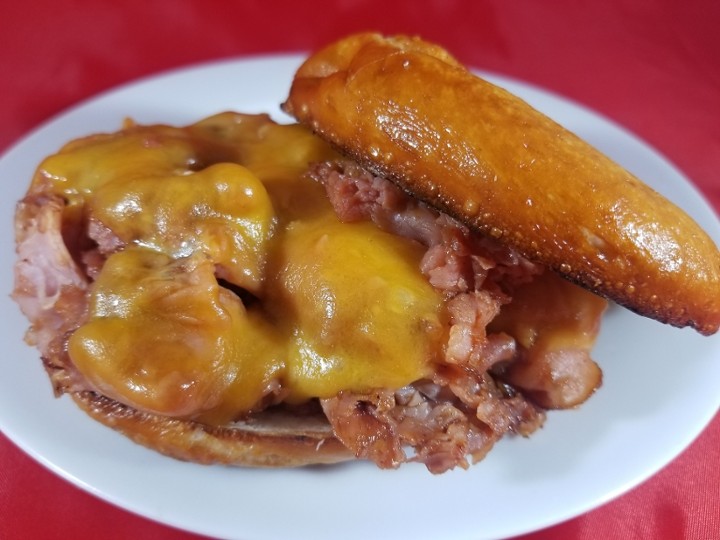 Hot Ham & Swiss On A Warm Soft Pretzel Roll Melt