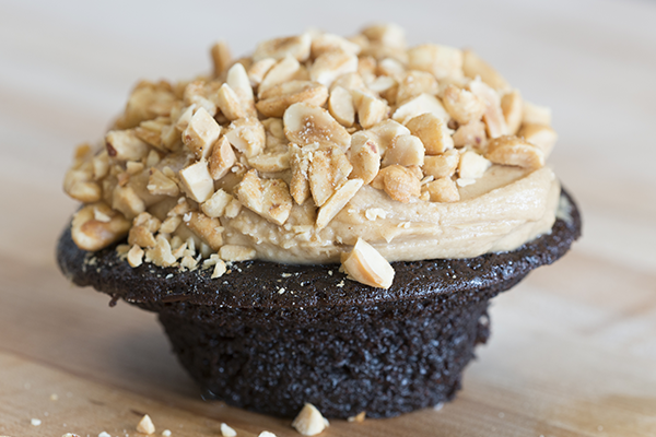 Chocolate Cake with Peanut Butter Butter Cream & Chopped & Roasted Peanuts