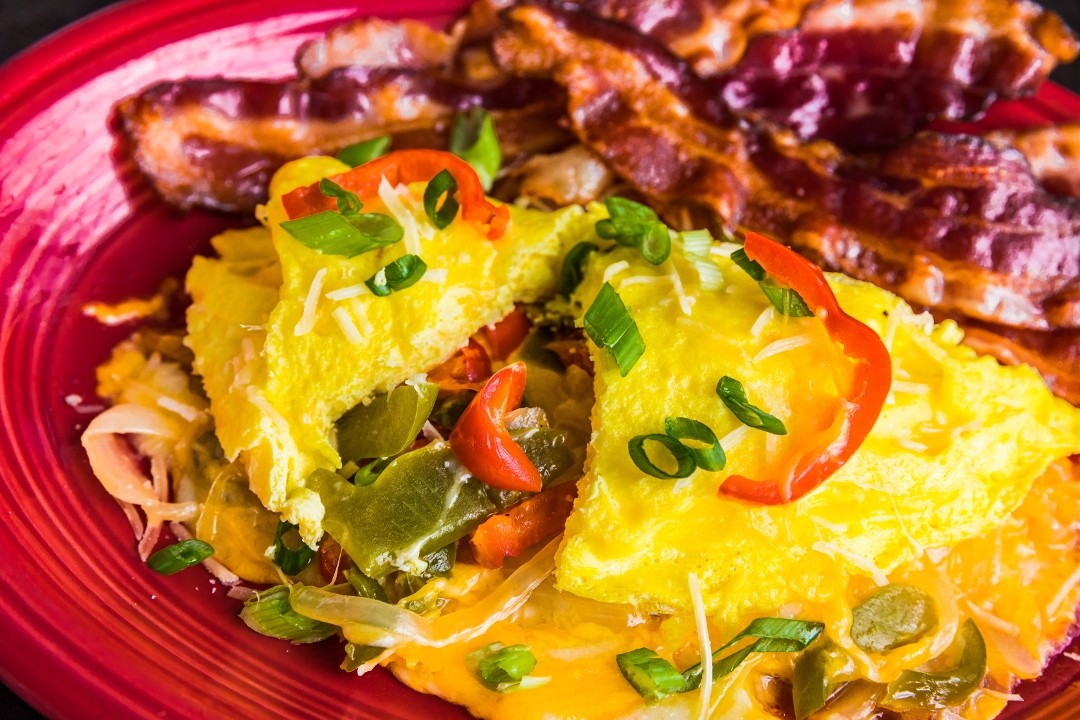 Fire-Roasted Bell Peppers & Onions Omelet