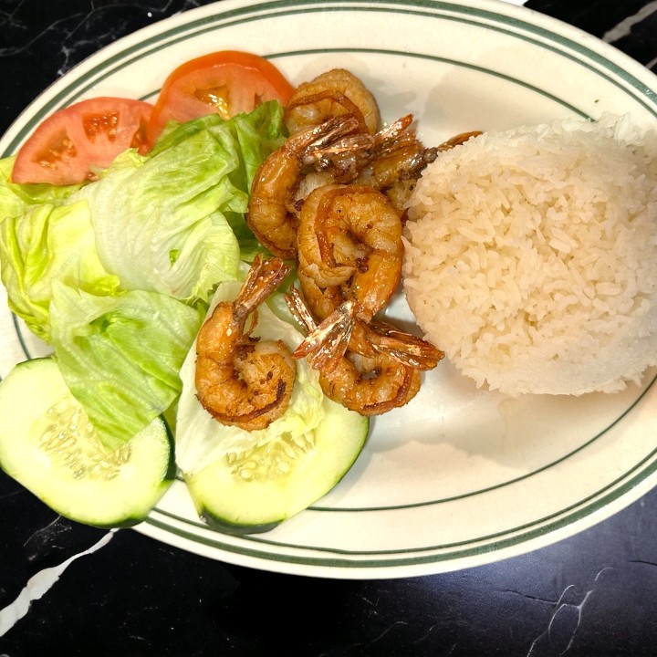 C8 Grilled Marinated Shrimp Over Rice
