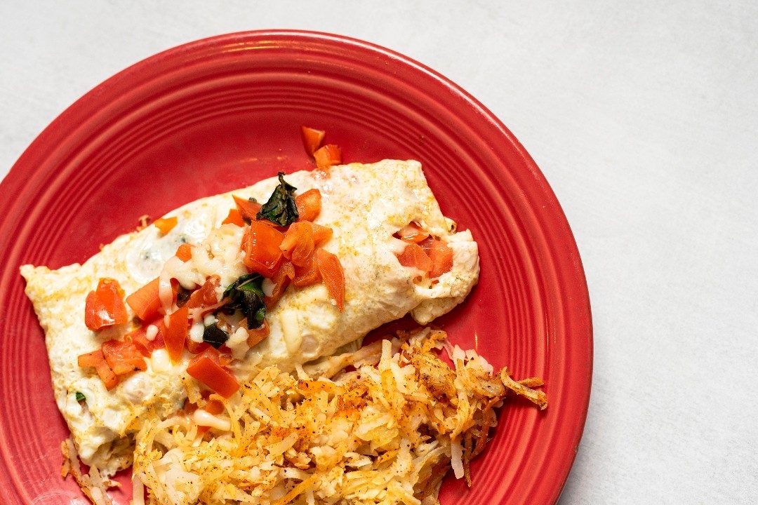 Mozzarella,  Basil, Tomato Omelet