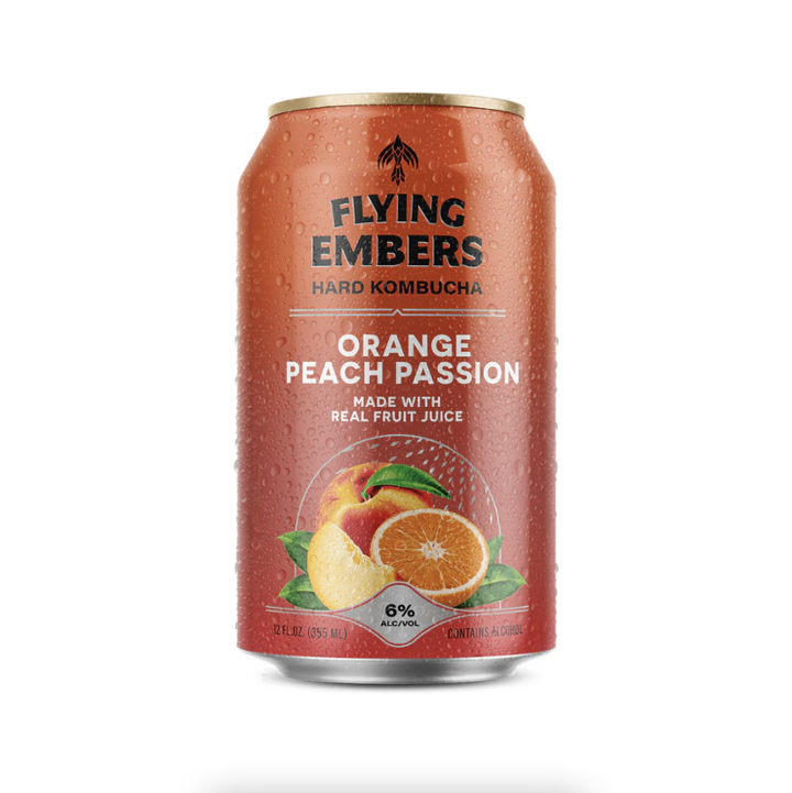 Flying Embers Orange Peach Passion Hard Kombucha - 12oz