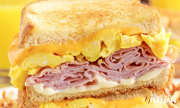 Ham Cheese and Egg Breakfast Sandwich