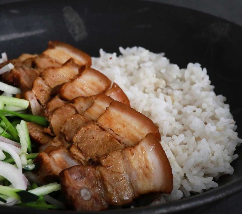 Pork belly over garlic rice