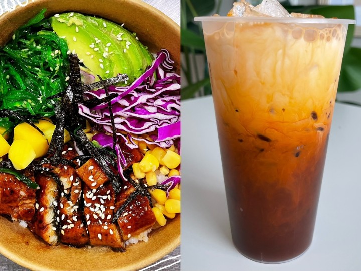 SUSHI BOWL-LUNCH COMBO (12-2PM WEEKDAYS SPECIAL REQUEST ANY BOBA DRINKS)