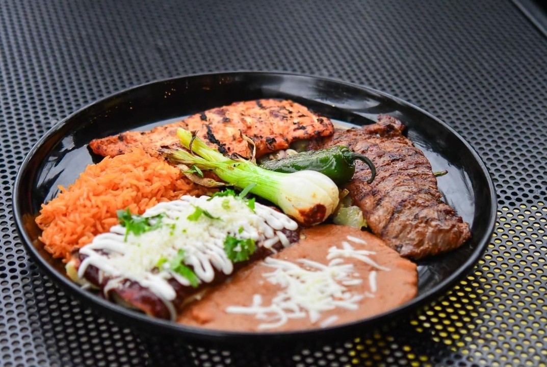 Steak and Grilled Chicken & Enchilada