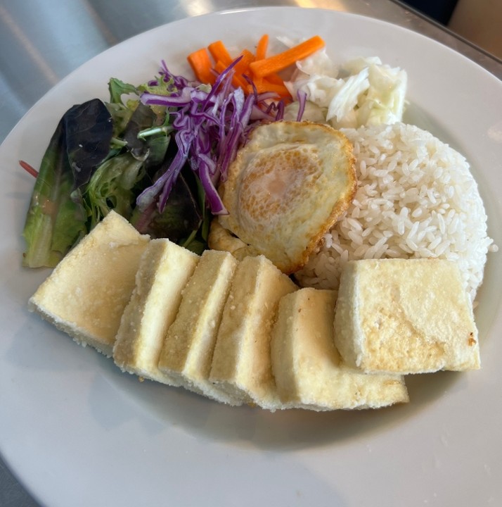 Vegetarian Rice Plate - Tofu (fried or steamed)