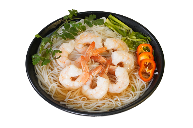 Phở Shrimp (in beef broth)