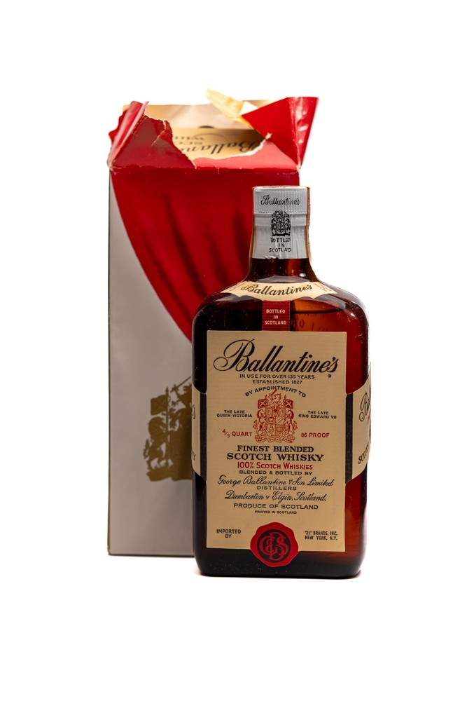 Ballantines Finest 1970s 4/5 Quart Scotch Whisky - 86 Proof