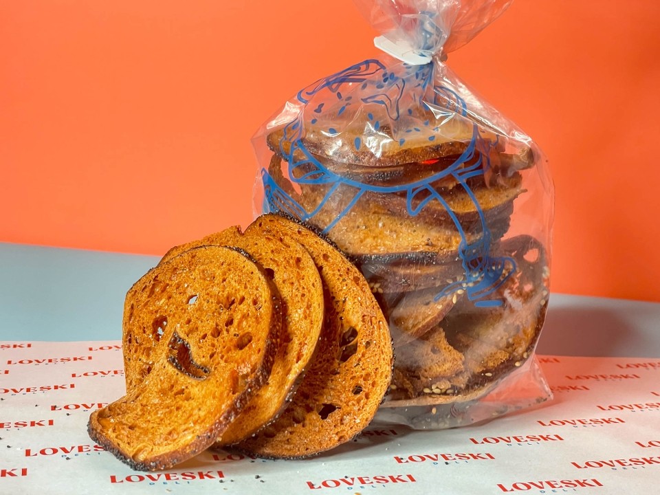 loveski bagel chips, 6 oz