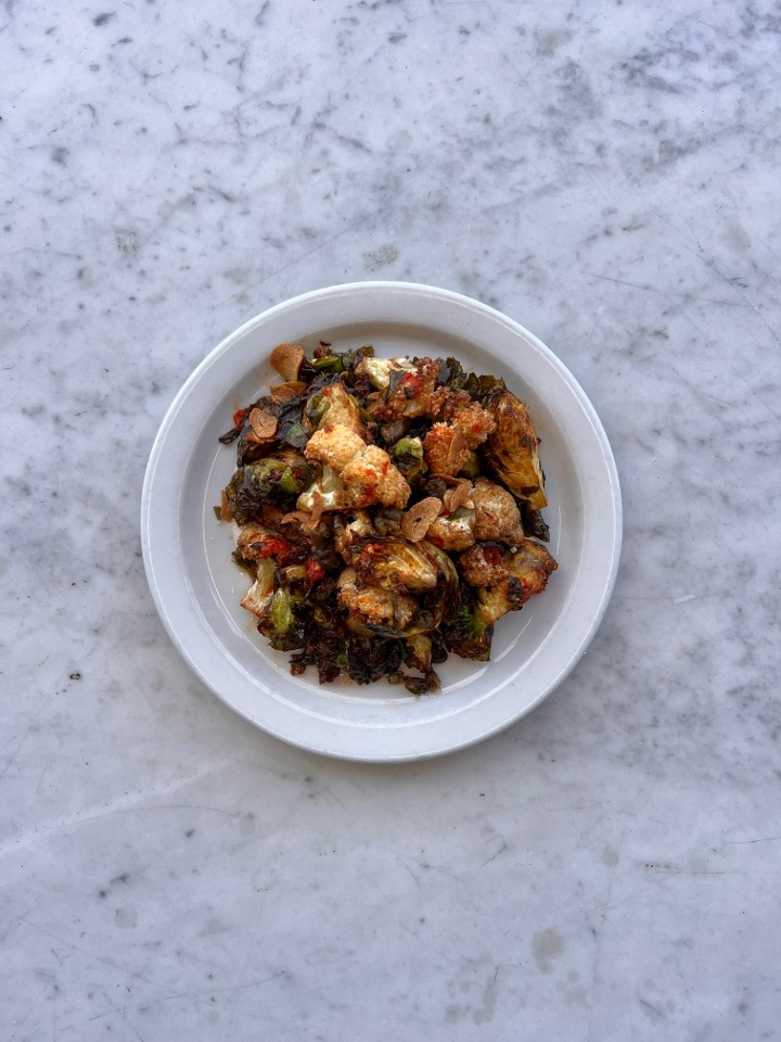 FRIED BRUSSELS SPROUTS & CAULIFLOWER