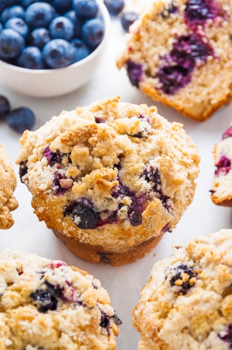 Old Fashioned Blueberry 'Jumbo' Muffins Freshly Baked