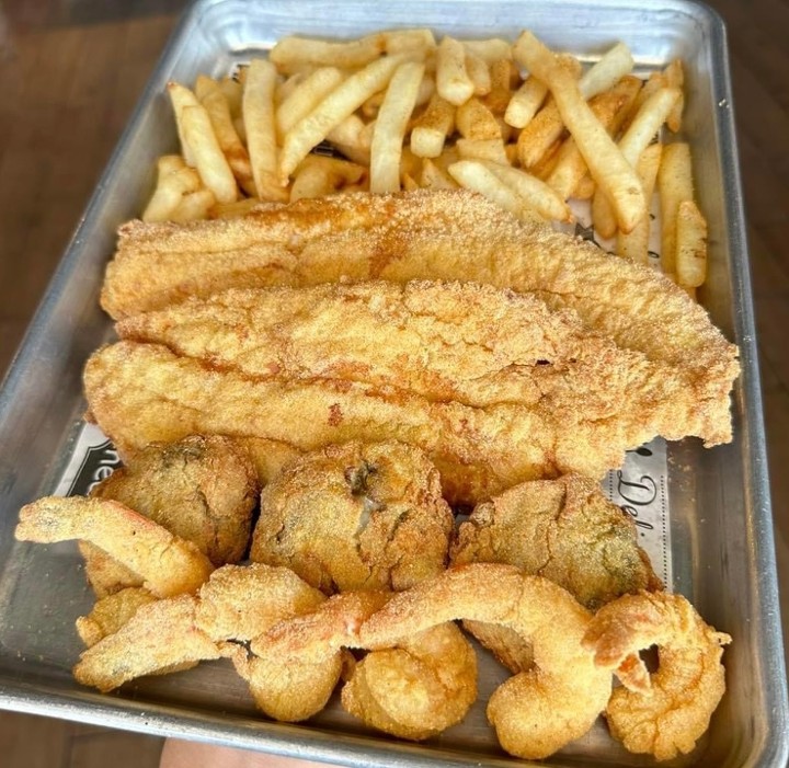 5 Fried Shrimp + 1pc Fish Plate