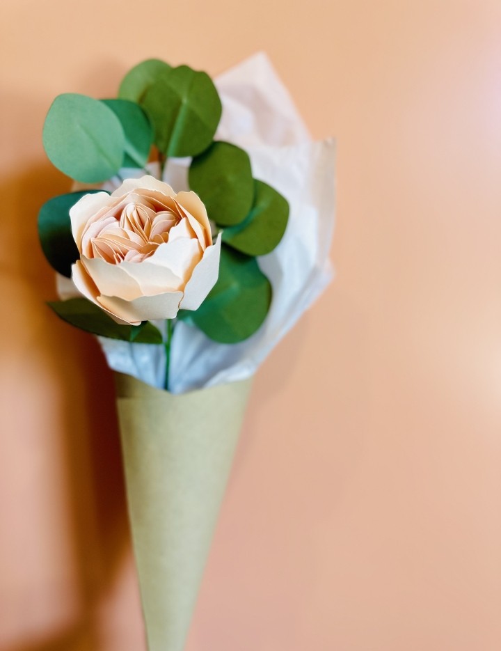 Paper Flower-Single Bouquet (Juliet Rose)