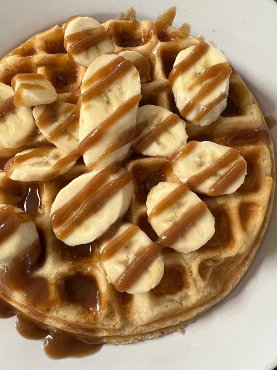 Waffle with Bananas, Caramel, & Whipped Cream