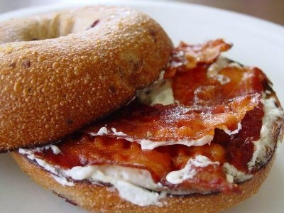 2) Bagel with Cream Cheese & Bacon