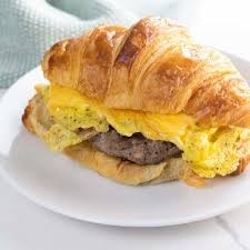 Croissant egg, cheese and turkey sausage