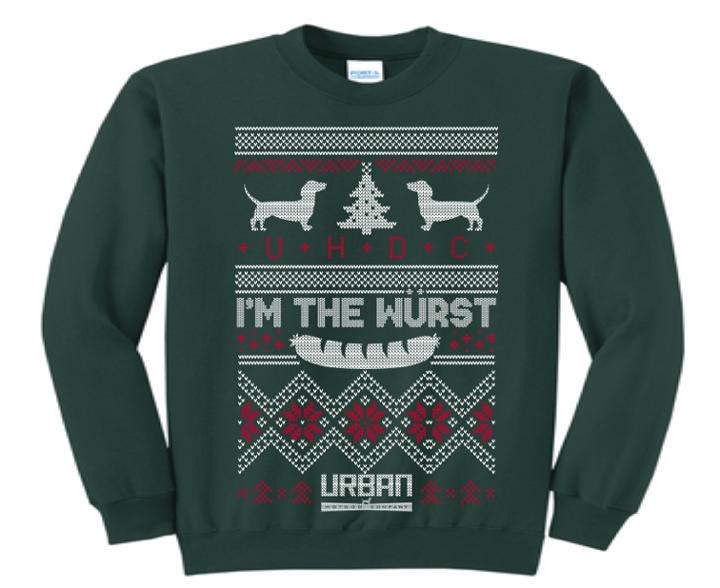 "I'm The Wurst" Green Holiday Sweater