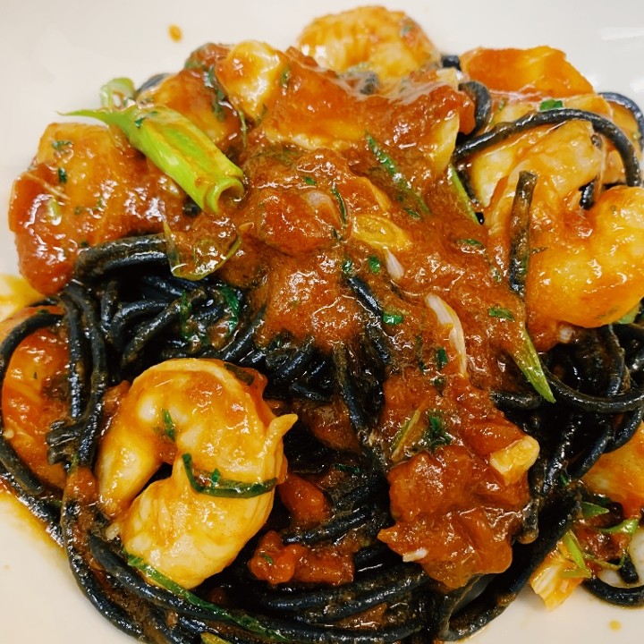 Black Spaghetti with Spicy Frutti Di Mare