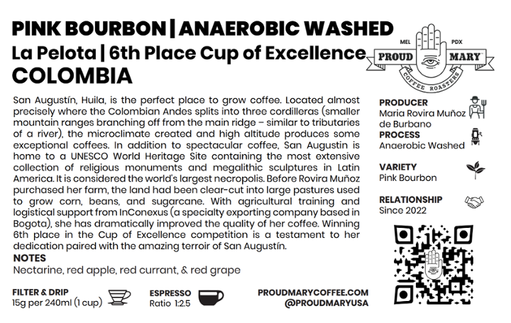 Pink Bourbon/Anaerobic Washed/Colombia