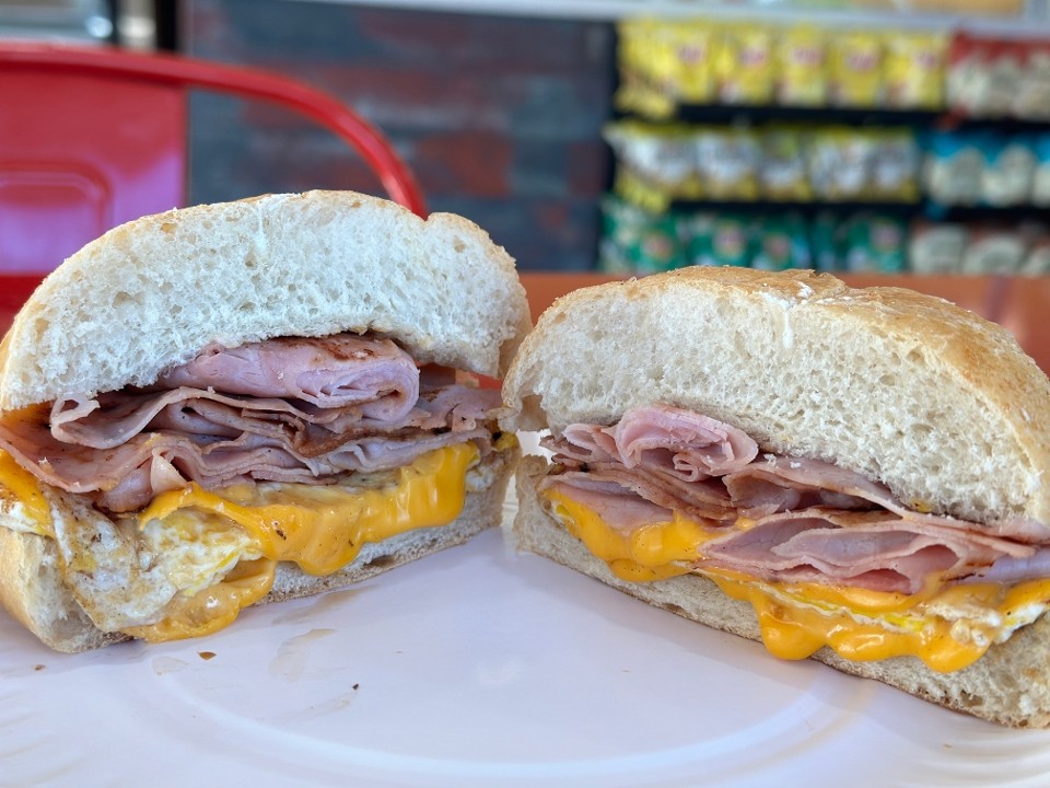 Grilled ham, egg, & cheese