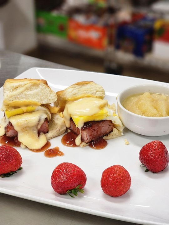 5/10/24-Hawaiian Breakfast Sandwich with SPAM & Fried Egg, American Cheese with Spicy Strawberry Spread