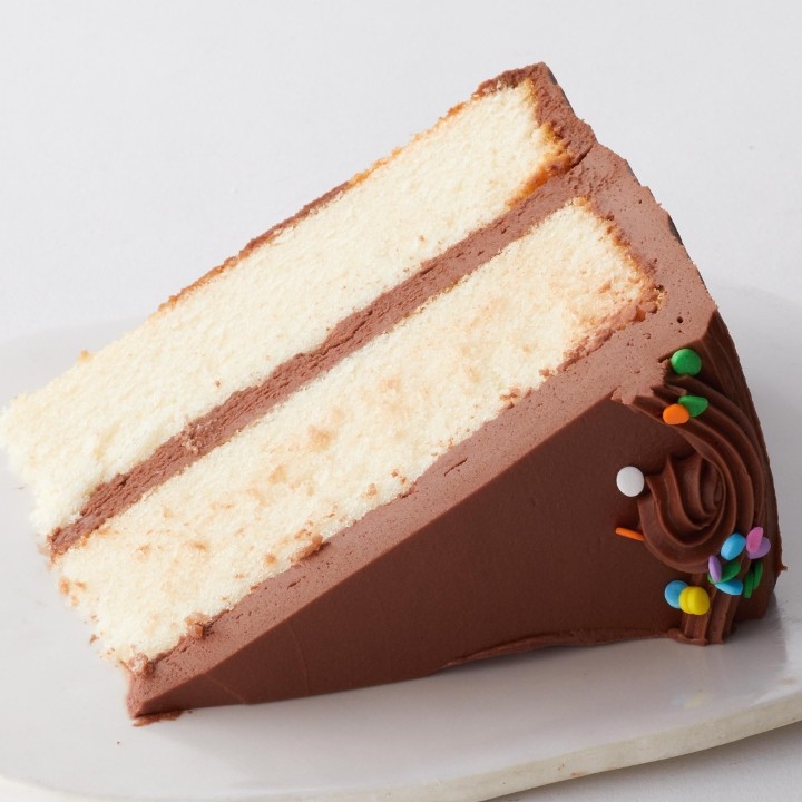Vanilla Cake Slice w/ Chocolate Buttercream