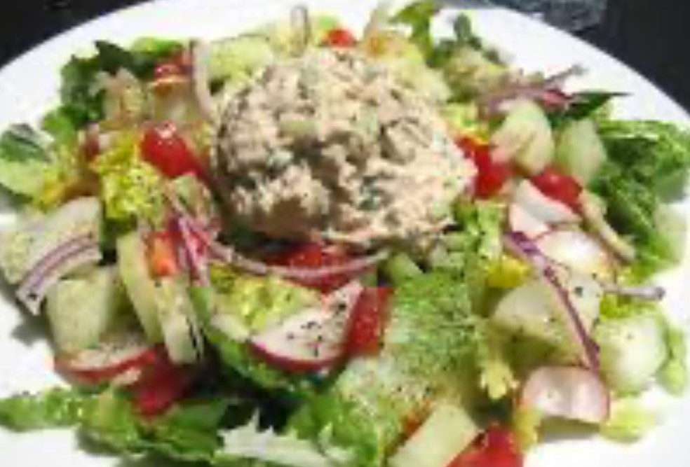 Scoop Of Tuna Salad On Garden Salad