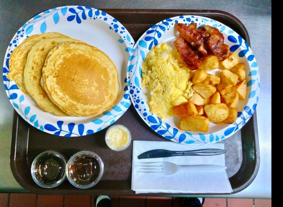 Pancake Platter(Eggs, Meat & Potatoes)
