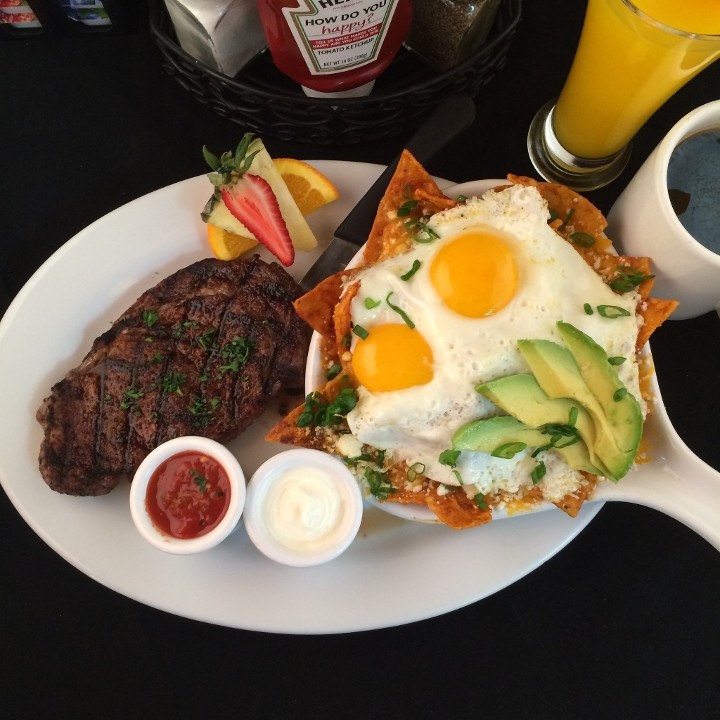 Spice-Rubbed Rib Eye Steak Chilaquiles