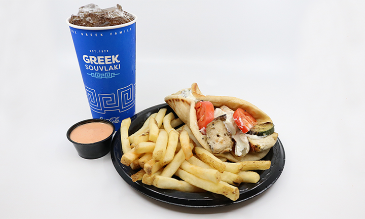 CHICKEN SOUVLAKI IN PITA COMBO