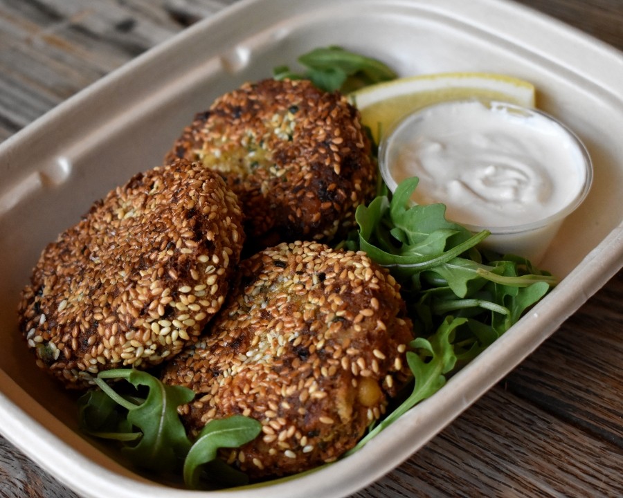 Sesame-Crusted Chickpea Cakes, frozen