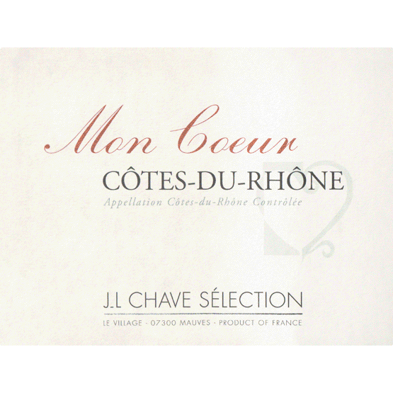 Jean-Louis Chave, Côtes du Rhône, "Mon Coeur" 2022 (org)