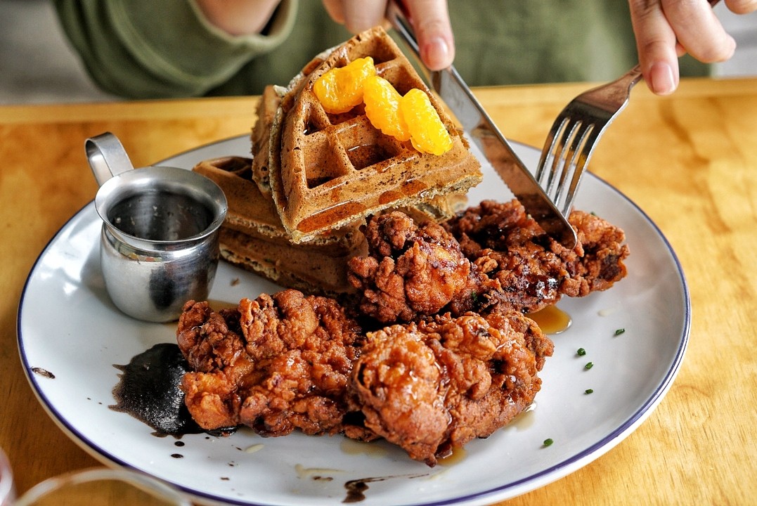 Orange Chicken & Black Sesame Waffle