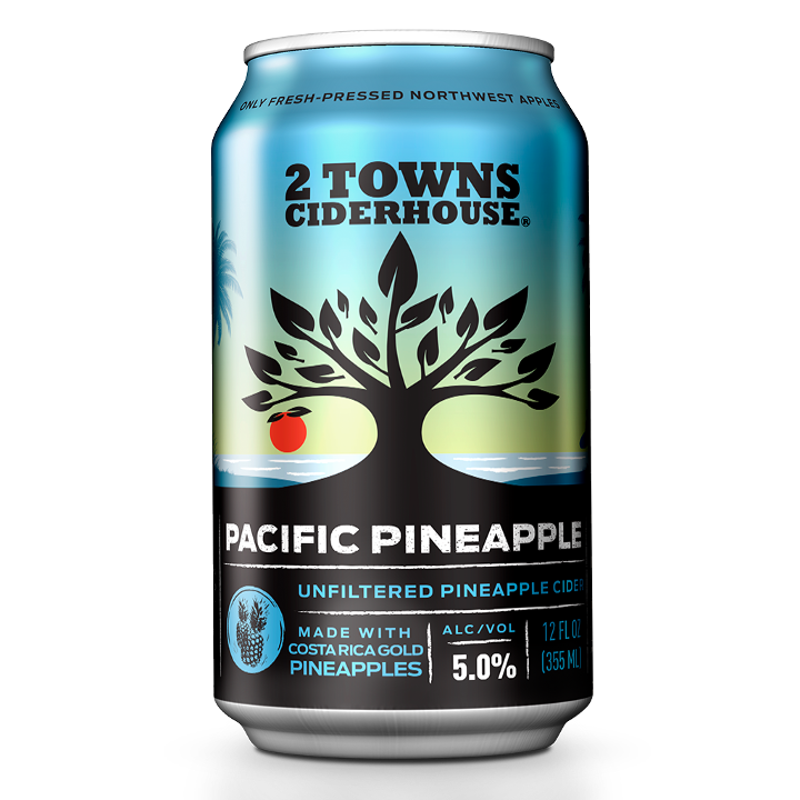2 Towns Ciderhouse Pacific Pineapple (Unfiltered Pineapple Cider-6pk 12oz cans)