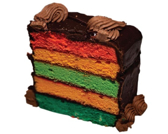 Chocolate Iced Rainbow Cake