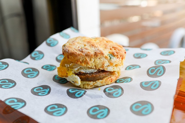 Cheddar Jalp Sausage & Egg Biscuit