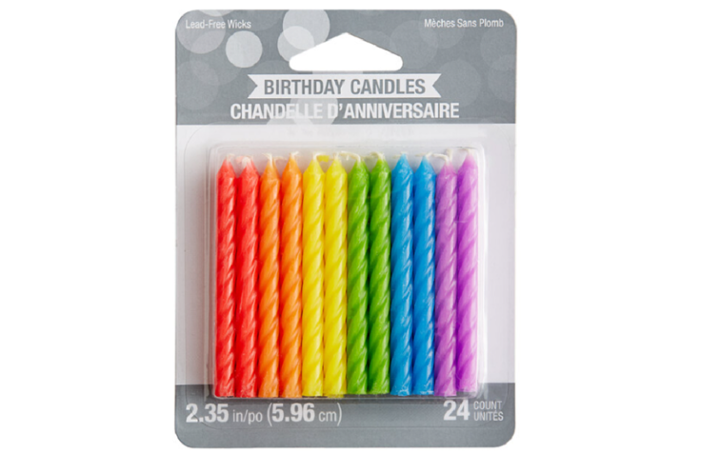 Rainbow Color Spiral Candles 24pk